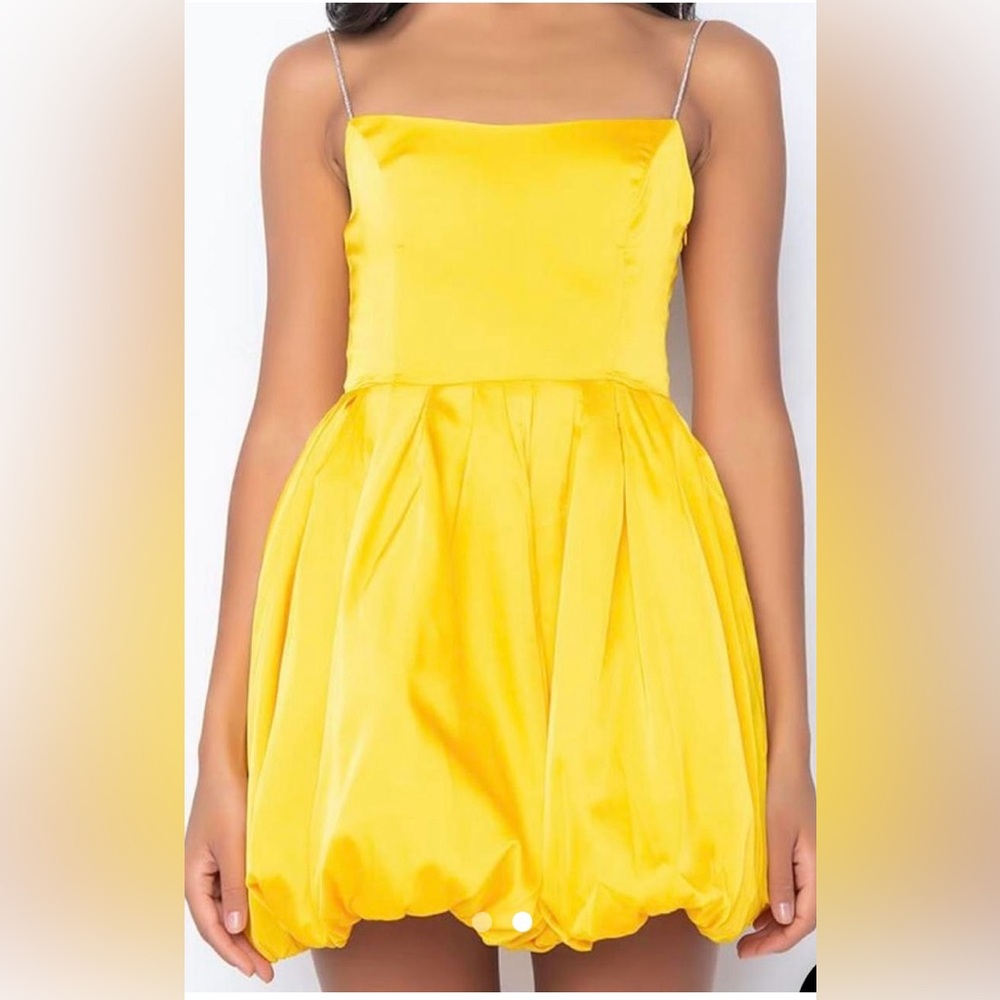 Akira Yellow Satin Bubble Dress